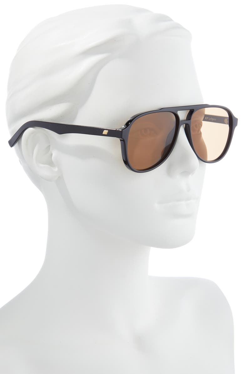 Le Specs Tragic Magic 56mm Aviator Sunglasses, Alternate, color, Black / Tan Tint