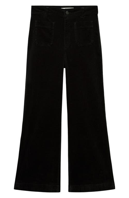 Shop Mango Catherin High Waist Crop Wide Leg Corduroy Culotte Pants In Black