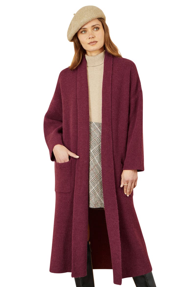Knitted Maxi Cardigan, Alternate, color, Burgundy