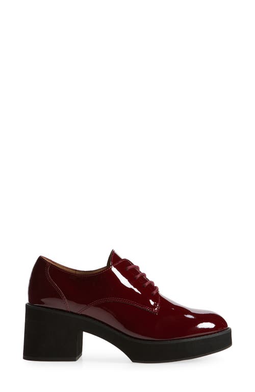 Eileen Fisher Judd Patent Leather Block-heel Oxfords In Bordeaux