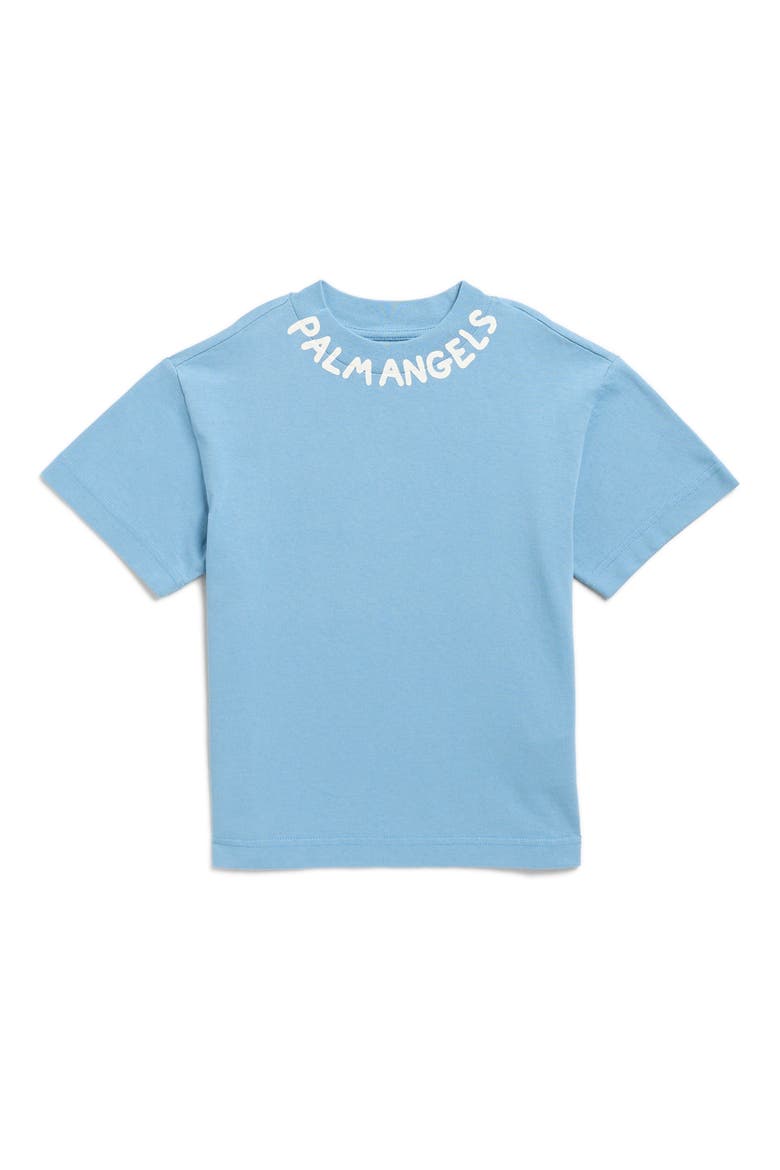 Kids' Seasonal Logo T-Shirt, Main, color, DUSTY BLUE/ OFF WHITE