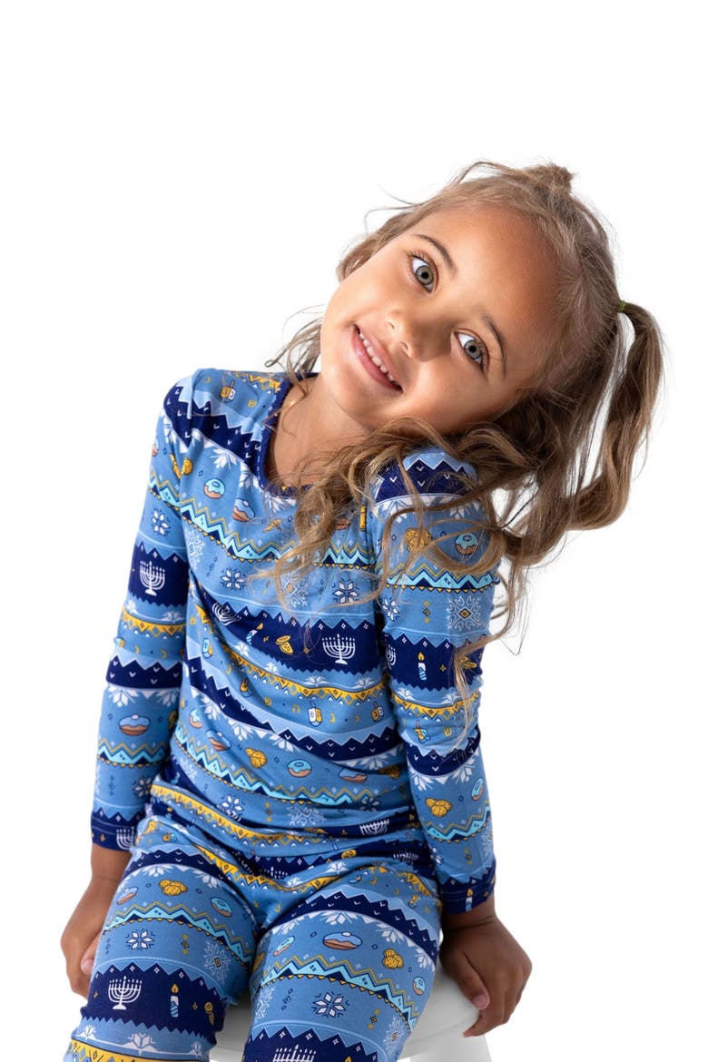 Kids' Hanukkah Fair Isle Set of 2 Piece Pajamas, Alternate, color, Hanukkah Fair Isle