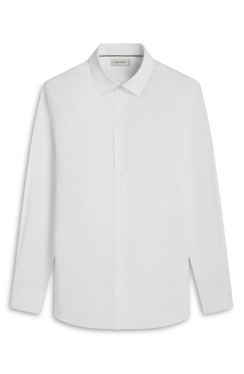 Bugatchi Julian Shaped Fit Stretch Cotton Button-Up Shirt, Alternate, color, White