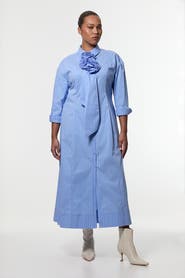 Karen Millen Rosette Woven Shirt Maxi Dress
