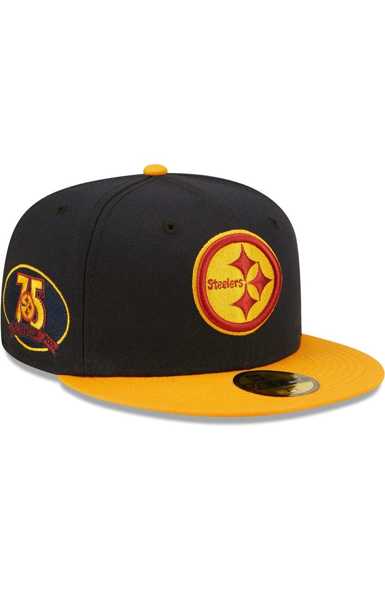 New Era Men's New Era Navy/Gold Pittsburgh Steelers 75th Anniversary 59FIFTY Fitted Hat, Main, color, 