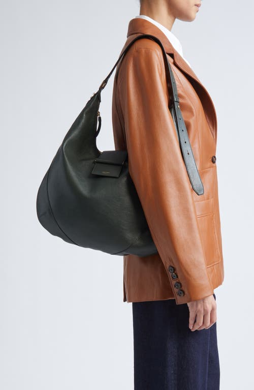 Jimmy Choo Medium Bar Hobo Leather Shoulder Bag In Green