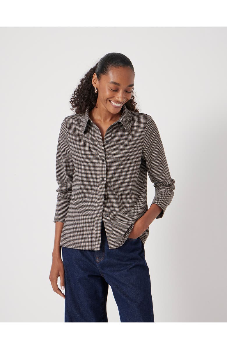 Hush Fitted Check Jersey Shirt, Alternate, color, Brown Check