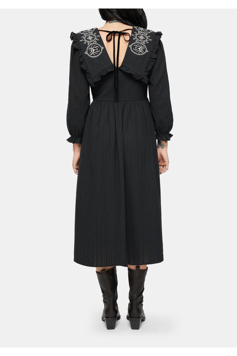 Alira Bug Embroidered Cotton Midi Dress, Alternate, color, Black