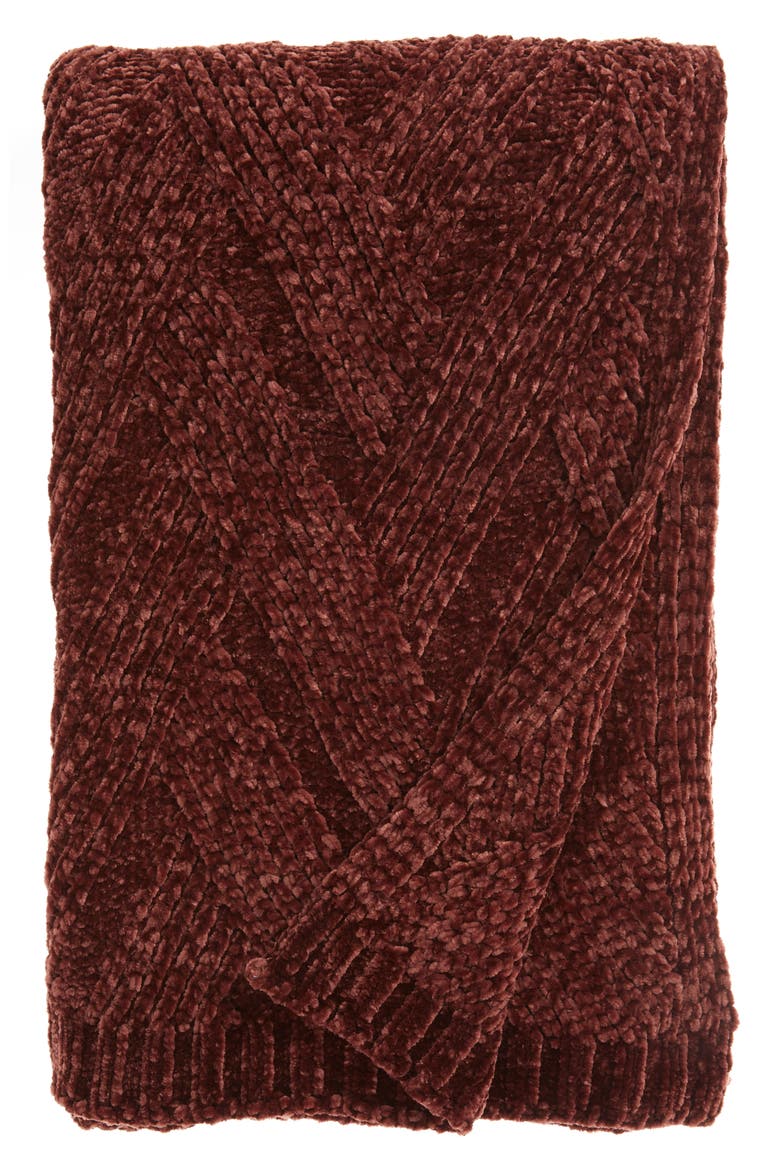 Chenille Throw Blanket, Main, color, BROWN RAISIN