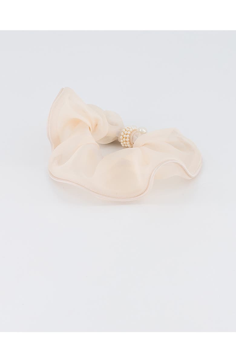 Alexandre de Paris Organza silk scrunchie, Alternate, color, Beige
