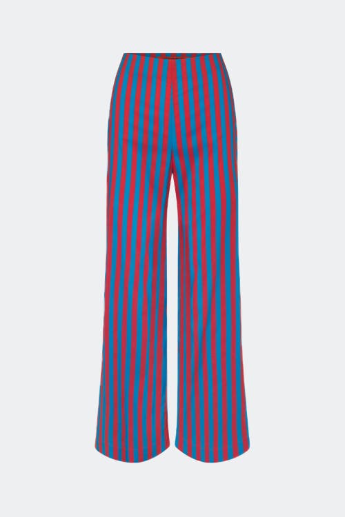 Simonmiller Pia Poplin Pant In Blue/paprika Stripe