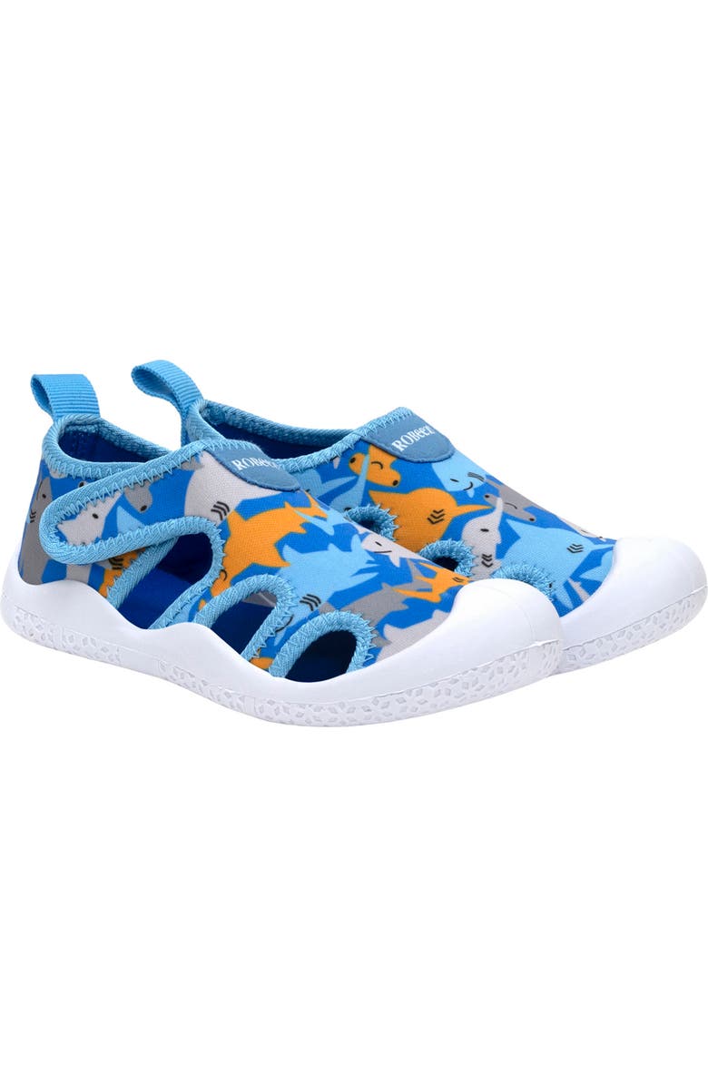 Robeez<sup>®</sup> Kids' Shark Time Sandal, Main, color, Medium Blue