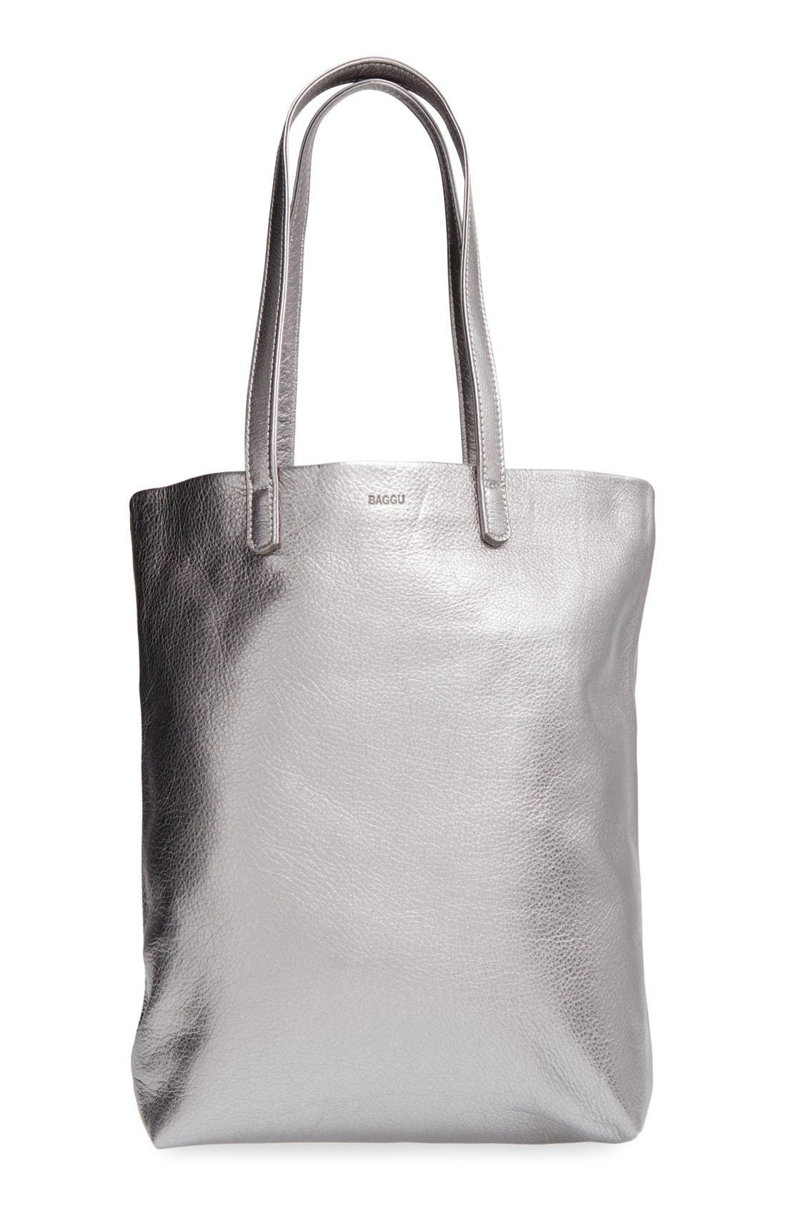 'Basic' Leather Tote, Main, color, MINERAL