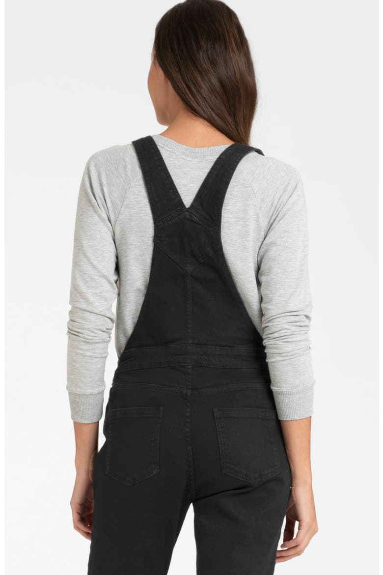 Denim Maternity Overalls, Alternate, color, BLACK
