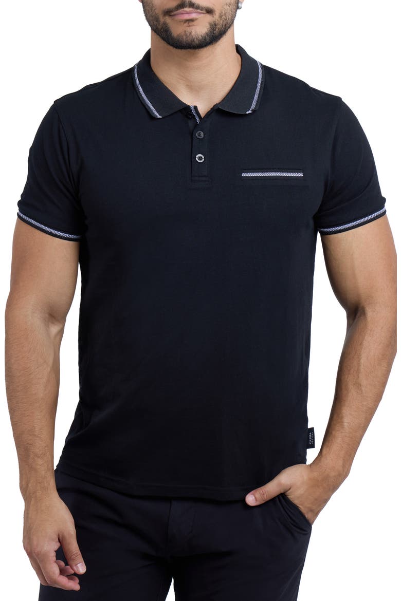 Jacquard Polo, Main, color, BLACK/ WHITE