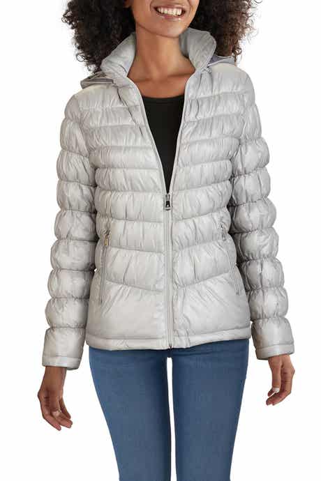 Kenneth Cole Hooded Front Zip Puffer Jacket