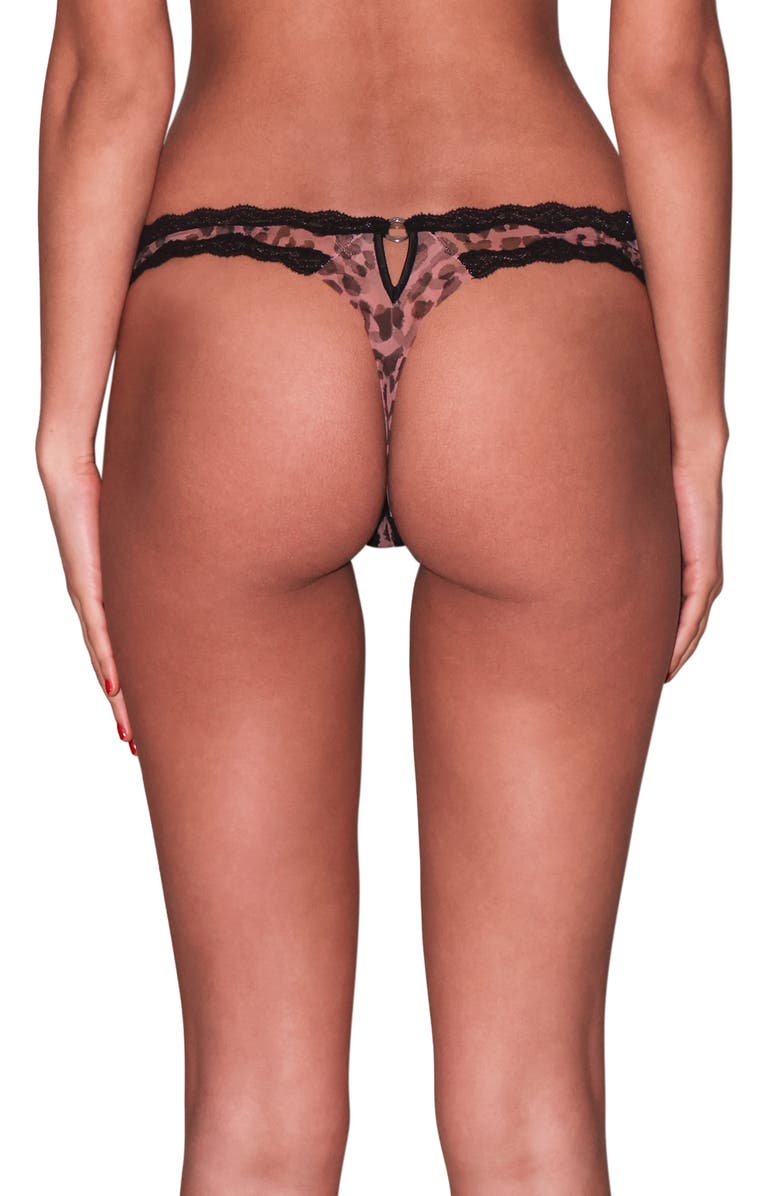 Fleur Du Mal Printed Underwire Sheer Tulle Thong, Alternate, color, Leopard Print