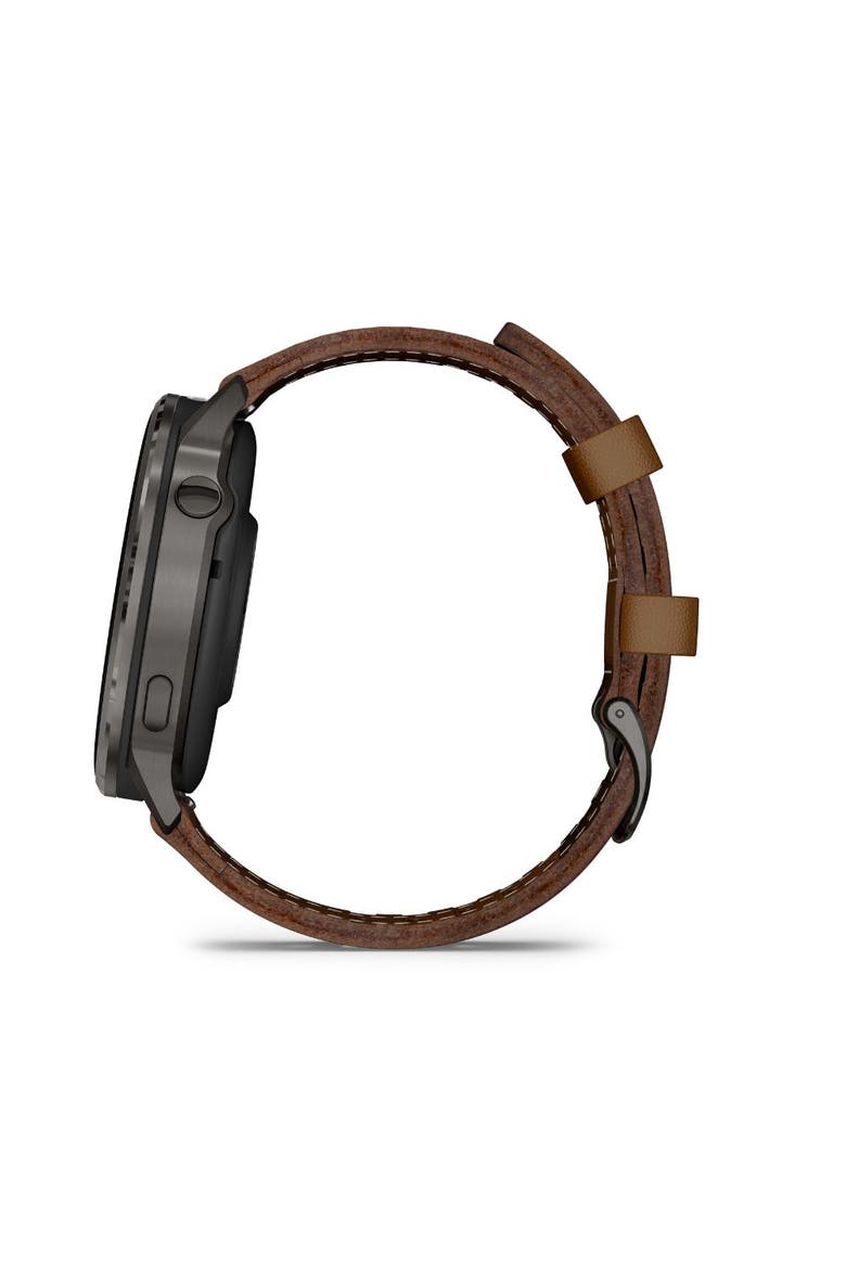 Venu 4 Smartwatch 45mm, Alternate, color, Brown leather band