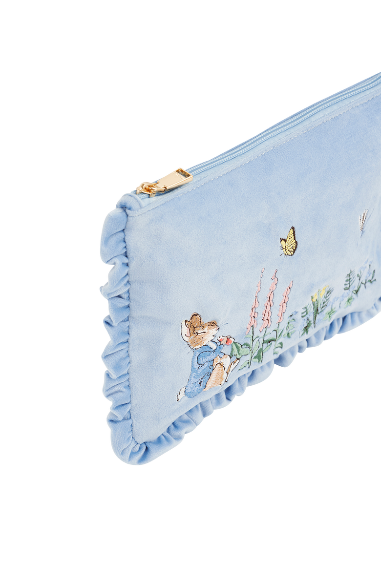 Fable England x Peter Rabbit Blue Velvet Embroidered Pouch, Alternate, color, Light Blue