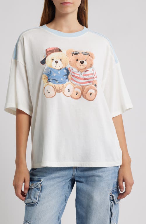 Vinyl Icons Teddy Pair Graphic Ringer T-Shirt in Marshmallow 