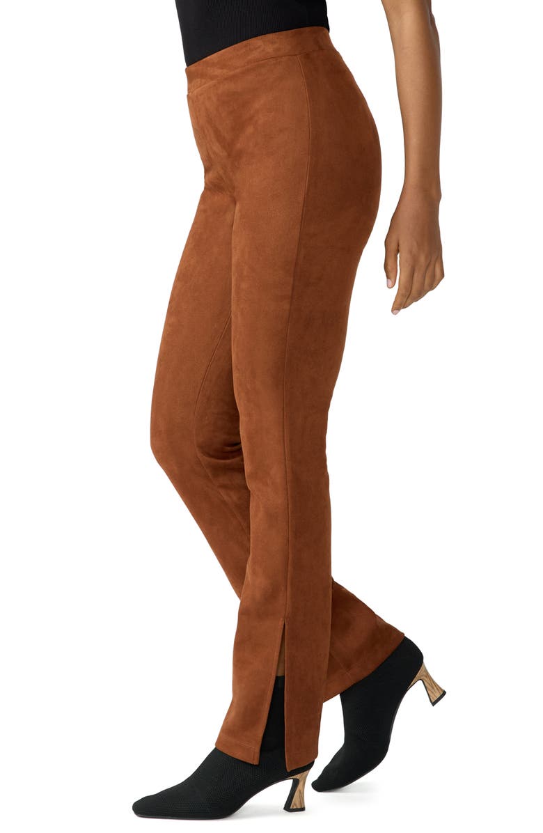 Sanctuary Abbey Slit Hem Faux Suede Pants, Alternate, color, Caramel Ca