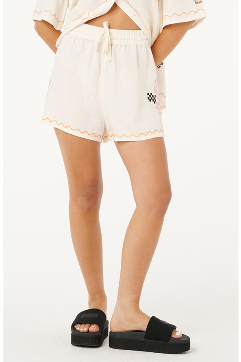 Sunset Embroidered Linen Blend Shorts, Main, color, SHELL