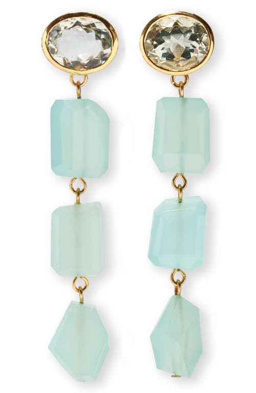 Lizzie Fortunato Sea Grass Linear Drop Earrings In Green Amethyst