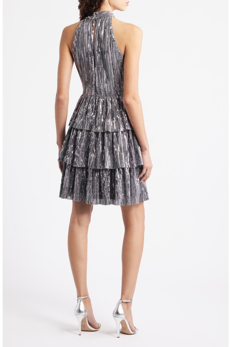 Sequin Tiered Cocktail Dress, Alternate, color, SILVER