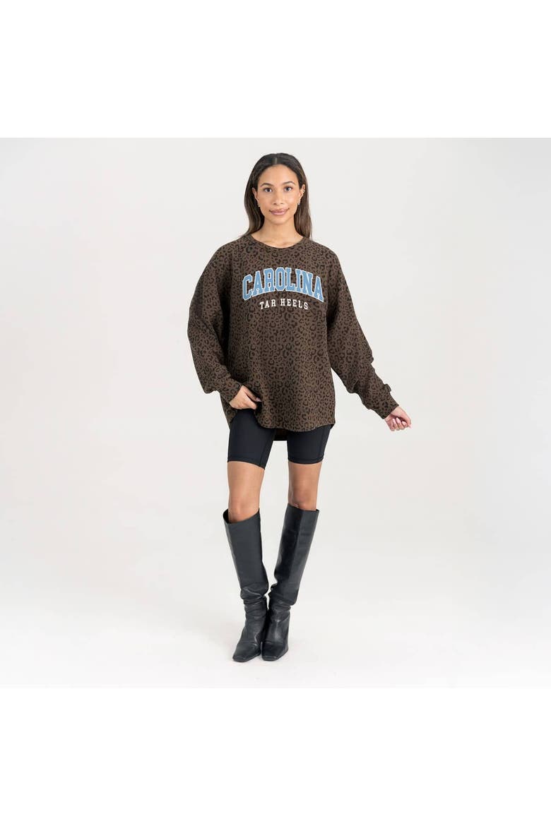 Women's Gameday Couture Brown North Carolina Tar Heels Leopard Oversized Sweatshirt, Alternate, color, Brown