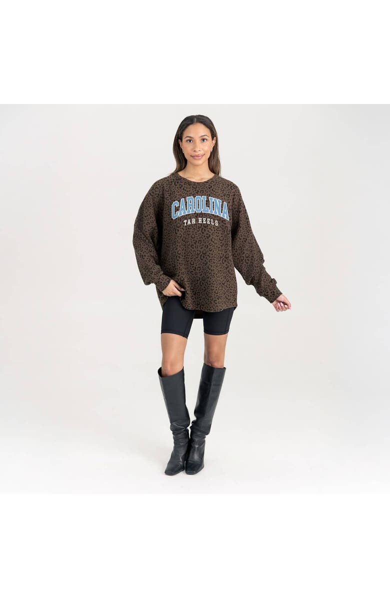 GAMEDAY COUTURE Women's Gameday Couture Brown North Carolina Tar Heels Leopard Oversized Sweatshirt, Alternate, color, Brown