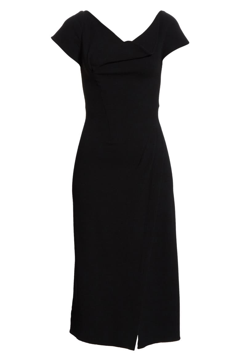 Drape Neck Dress, Alternate, color, BLACK