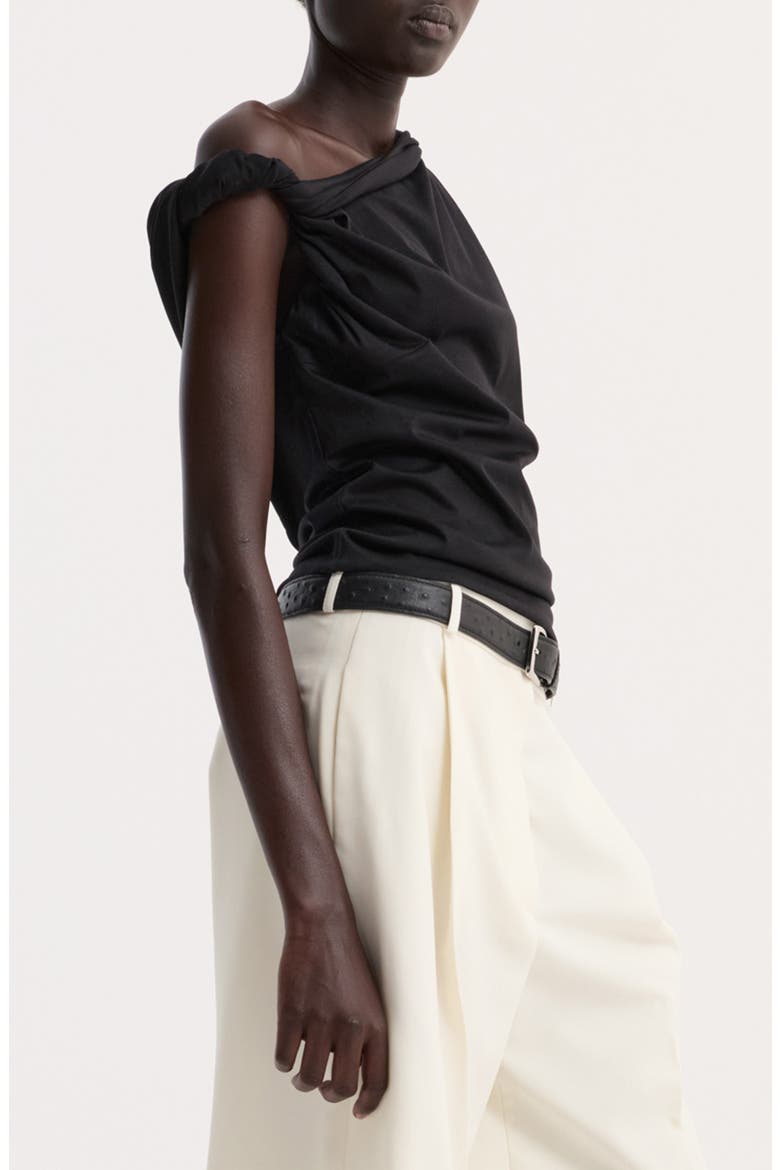 Sculptural Cotton, Modal & Silk Top, Alternate, color, BLACK