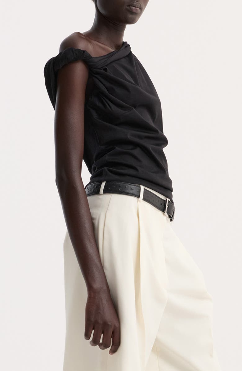 Róhe Sculptural Cotton, Modal & Silk Top, Alternate, color, Black