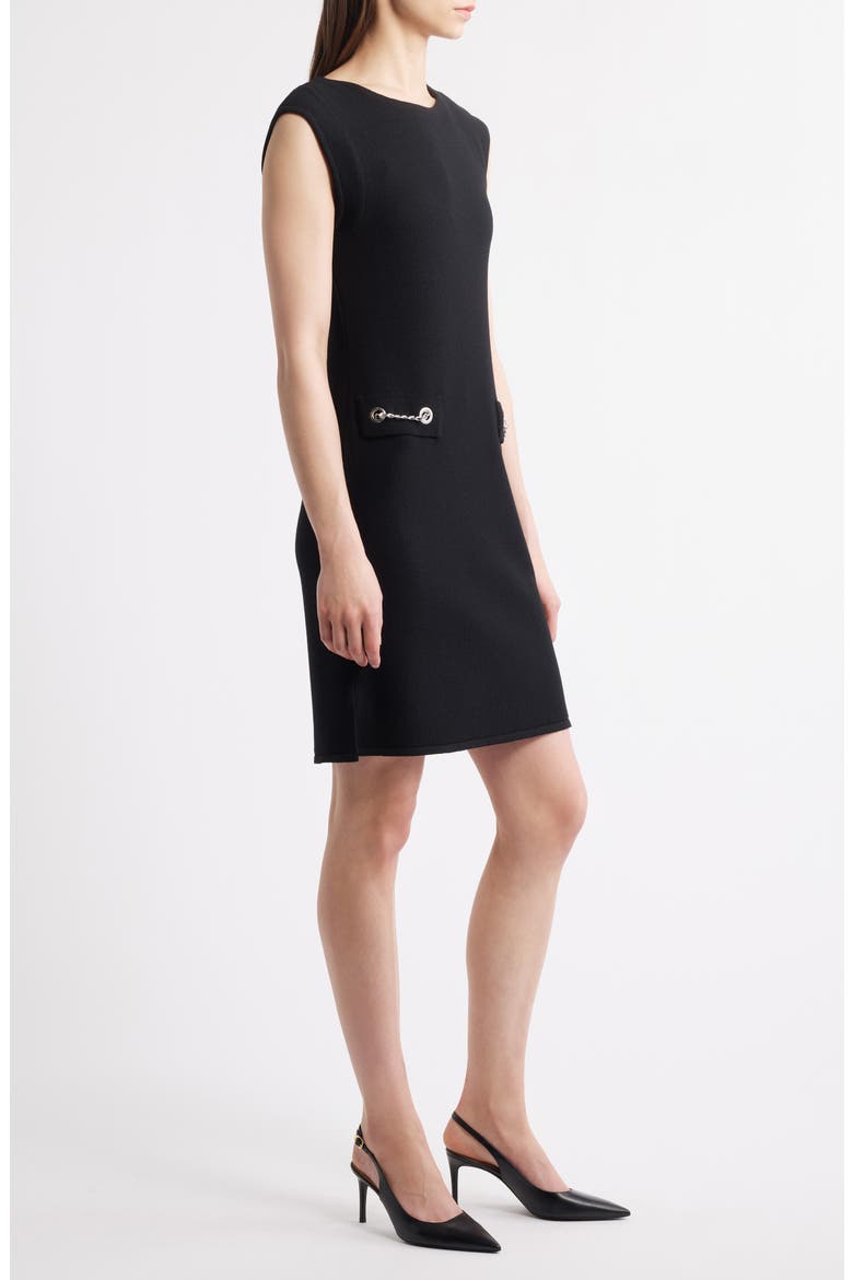 Chain Detail Sheath Dress, Alternate, color, BLACK