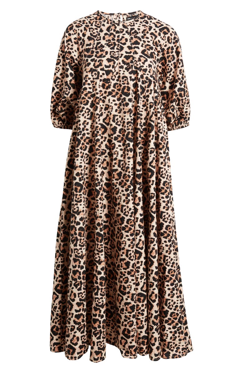 ASOS DESIGN Animal Print Cotton Trapeze Midi Dress, Alternate, color,