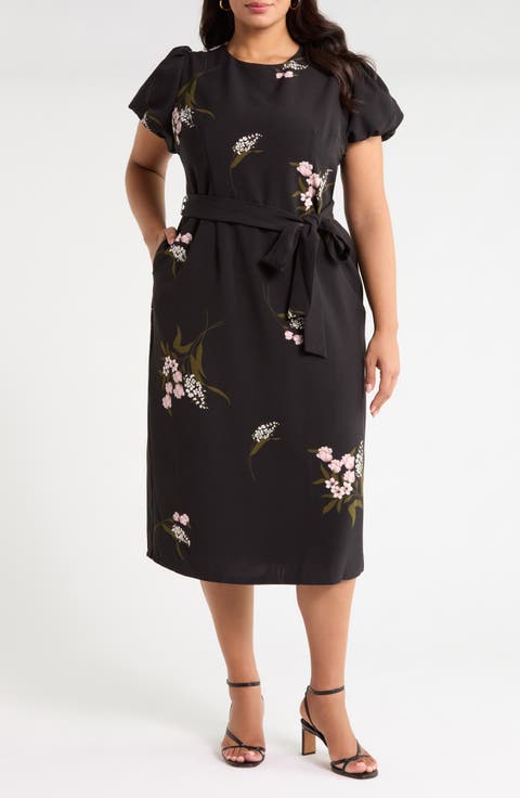 Senidy Puff Sleeve Midi Dress