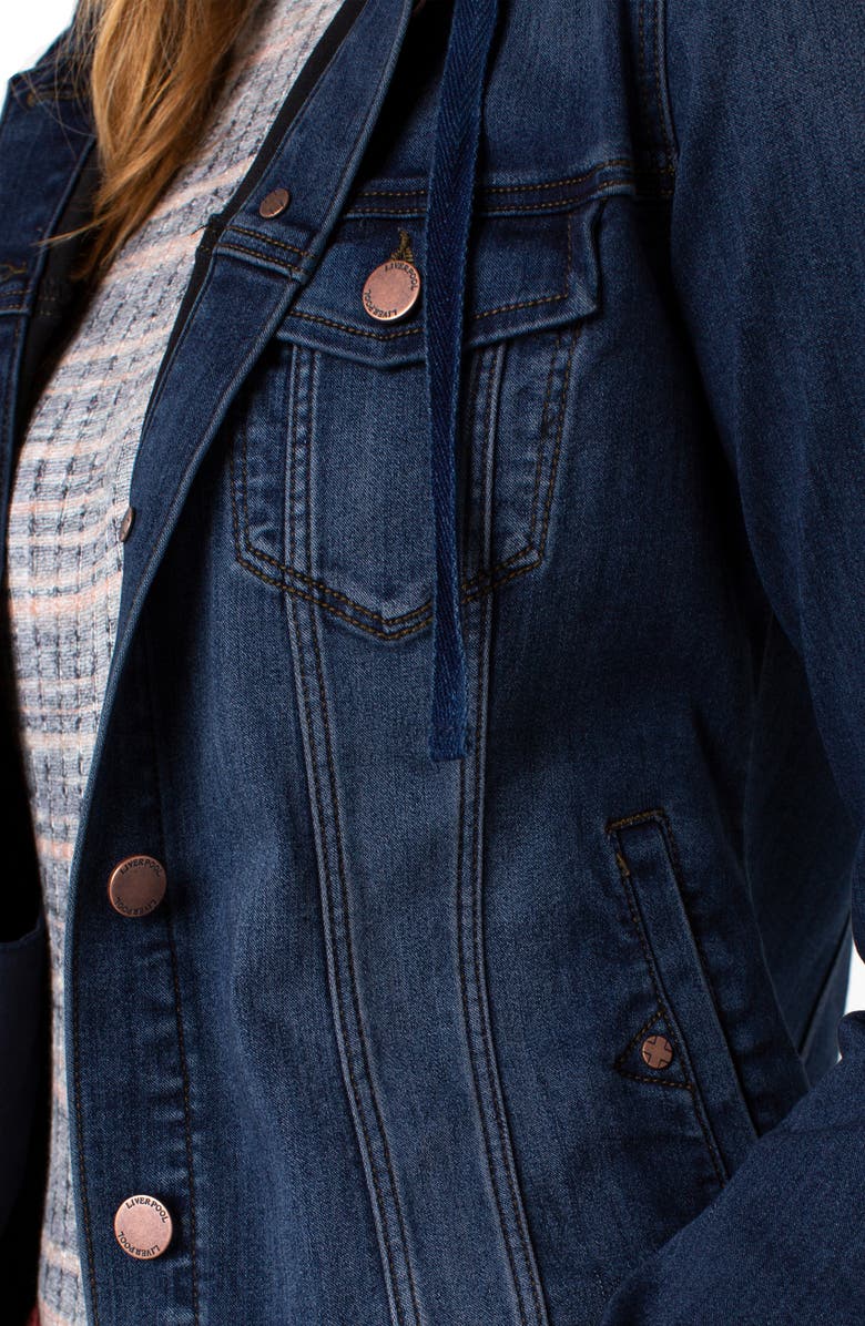 Liverpool Los Angeles Liverpool Hooded Denim Jacket, Alternate, color, 