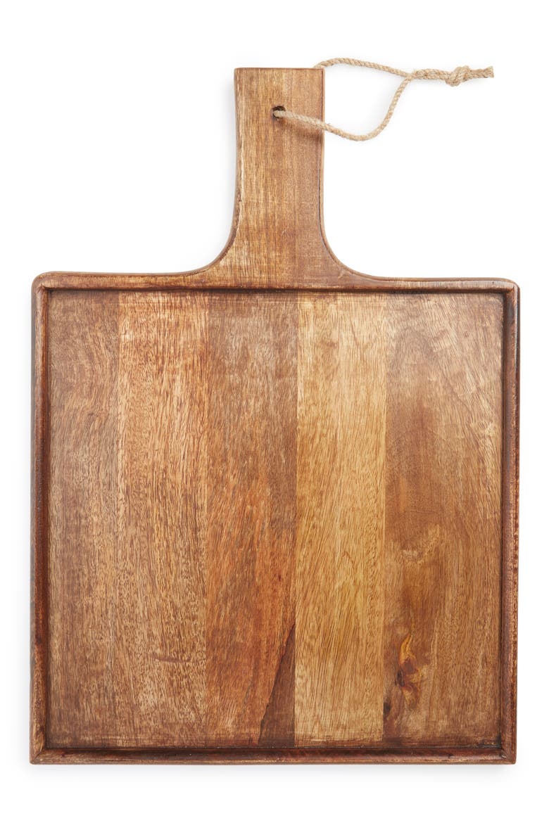 Square Mango Wood Serving Board, Main, color, BROWN
