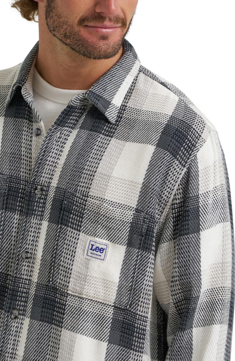 Lee Plaid Woven Cotton Button-Up Overshirt, Alternate, color, Rebel Navy Plaid