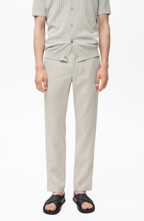 Mango Slim Fit Flat Front Linen Pants In Neutral