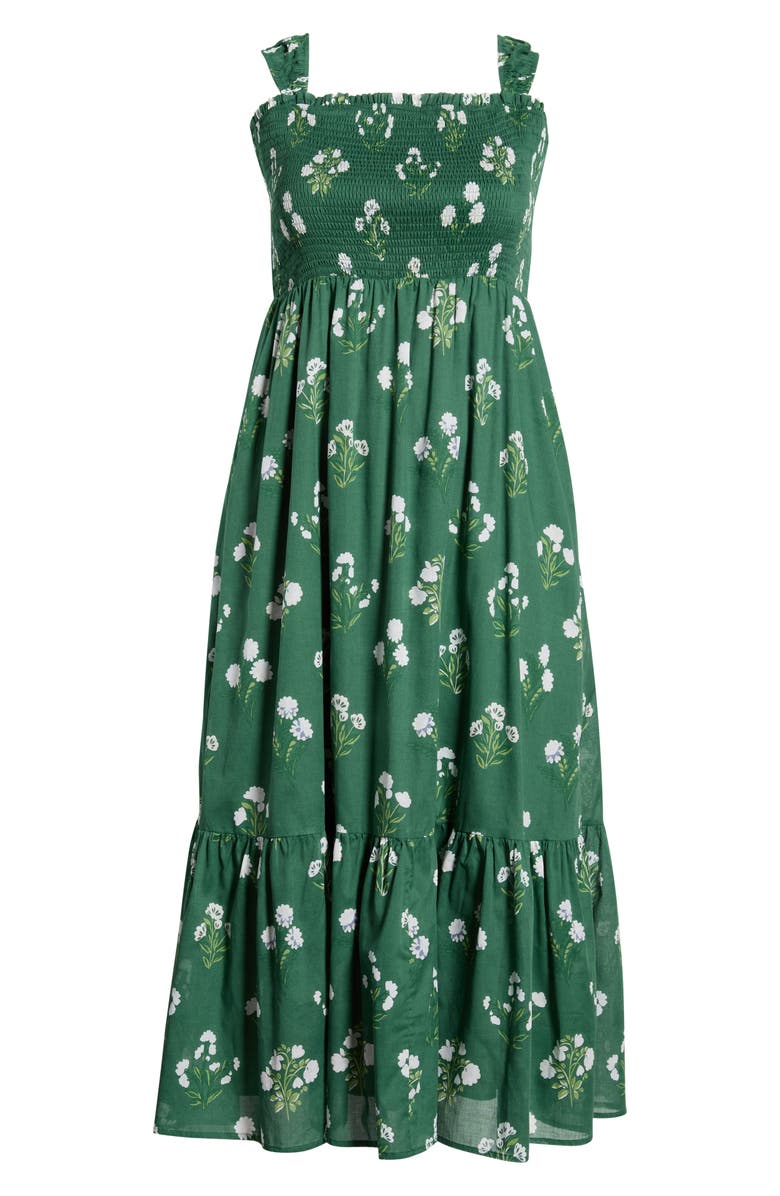 SUGARLIPS Kestrel Floral Smocked Cotton Maxi Sundress, Alternate, color, Cream-Green