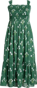 SUGARLIPS Kestrel Floral Smocked Cotton Maxi Sundress