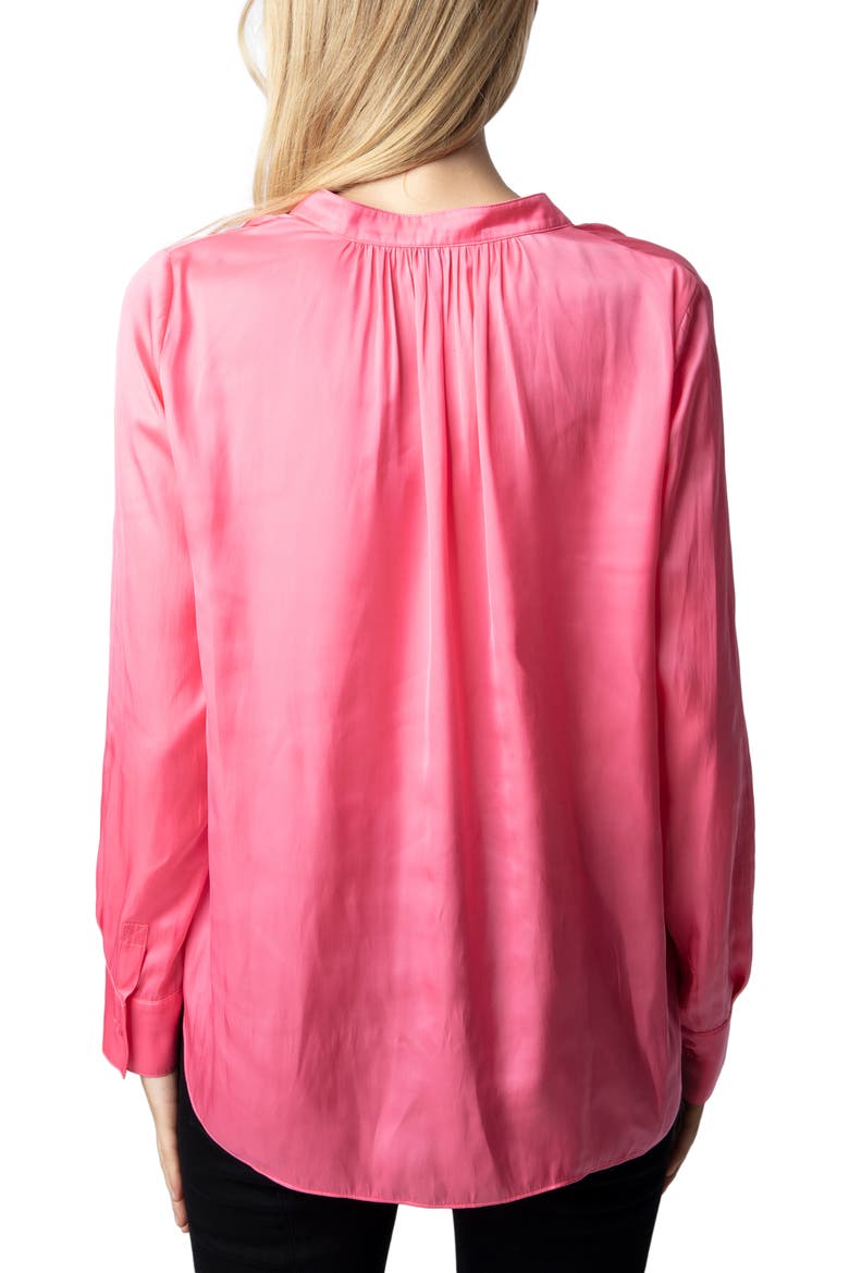 Tink Satin Blouse, Alternate, color, RUBBER