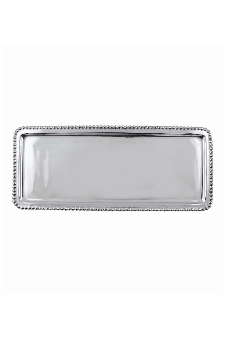 Beaded Rectangular Tray, Main, color, SILVER