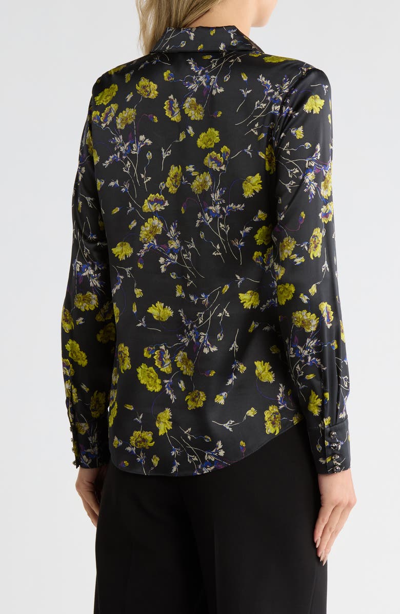 Cinq à Sept Petra Falling Poppies Stretch Silk Button-Up Shirt, Alternate, color,