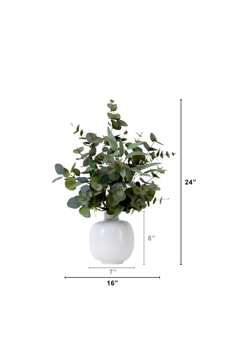NEARLY NATURAL 24-in Artificial Eucalyptus Leaves Arrangement with Ceramic Planter, Alternate, color, Green