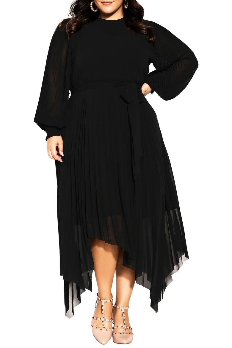 Natalie Long Sleeve Midi Dress, Main, color, BLACK