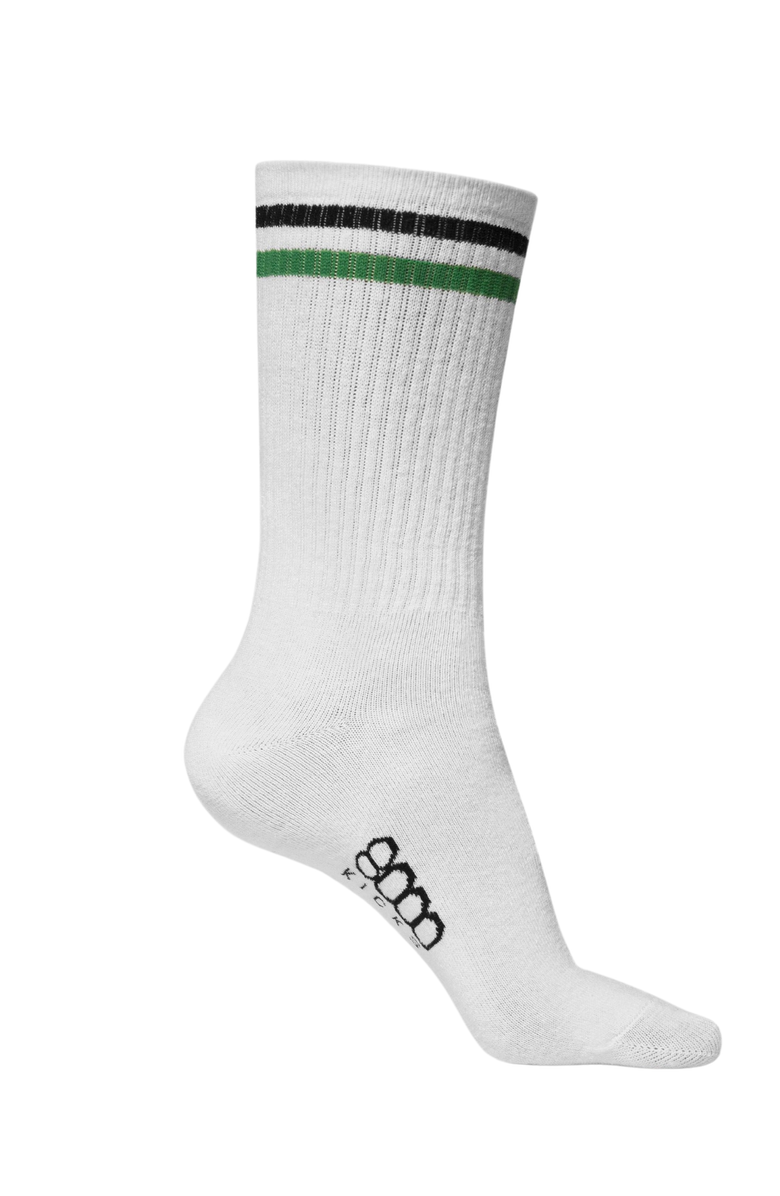 8000Kicks Striped Socks, Main, color, White / Black / Green