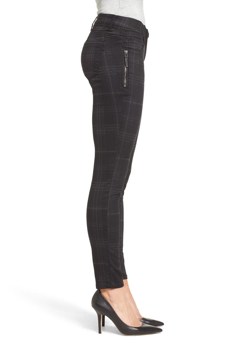 Plaid Stretch Skinny Jeans (Nordstrom Exclusive), Alternate, color, BLACK