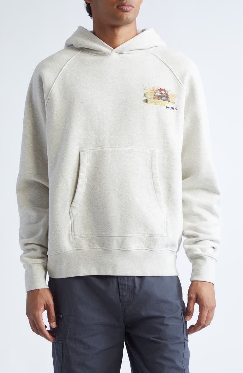 PALMES Porch Graphic Hoodie, Main, color, Oatmeal